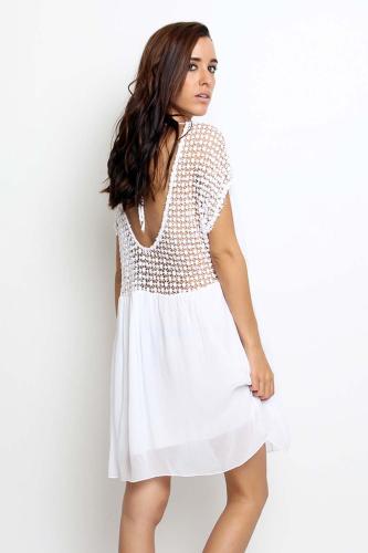 Embroidered Backless Lace Dress